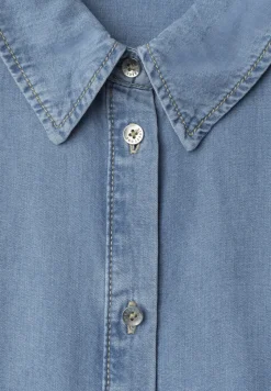 Blouse met overhangende schouders in denimlook