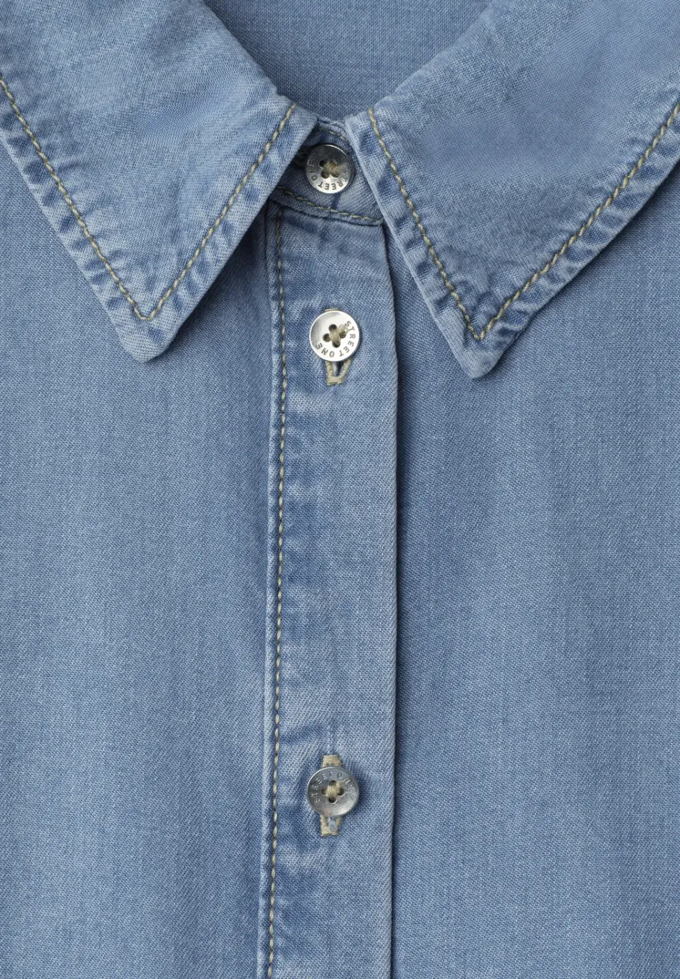 Blouse met overhangende schouders in denimlook