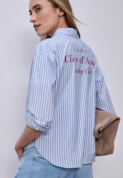 Blouse met overhemdkraag en rugprint