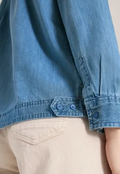 Blouse met overhemdkraag in denimlook