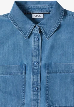 Blouse met overhemdkraag in denimlook