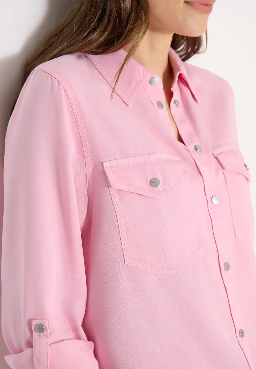 Blouse met overhemdkraag en omslag