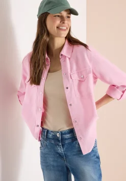Blouse met overhemdkraag en omslag