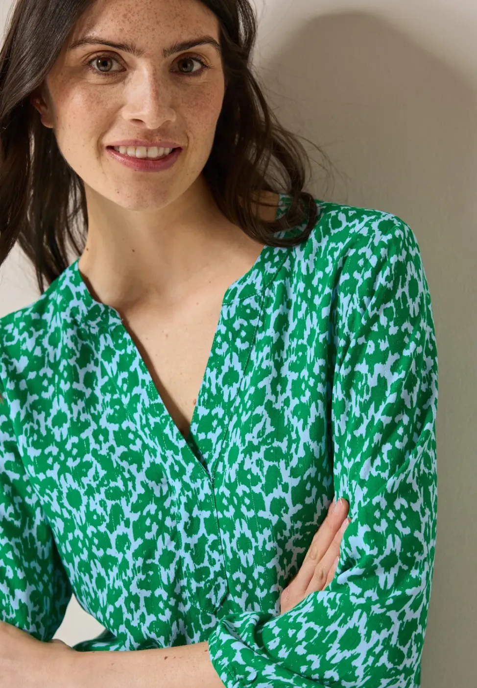 Blouse met print en glitter