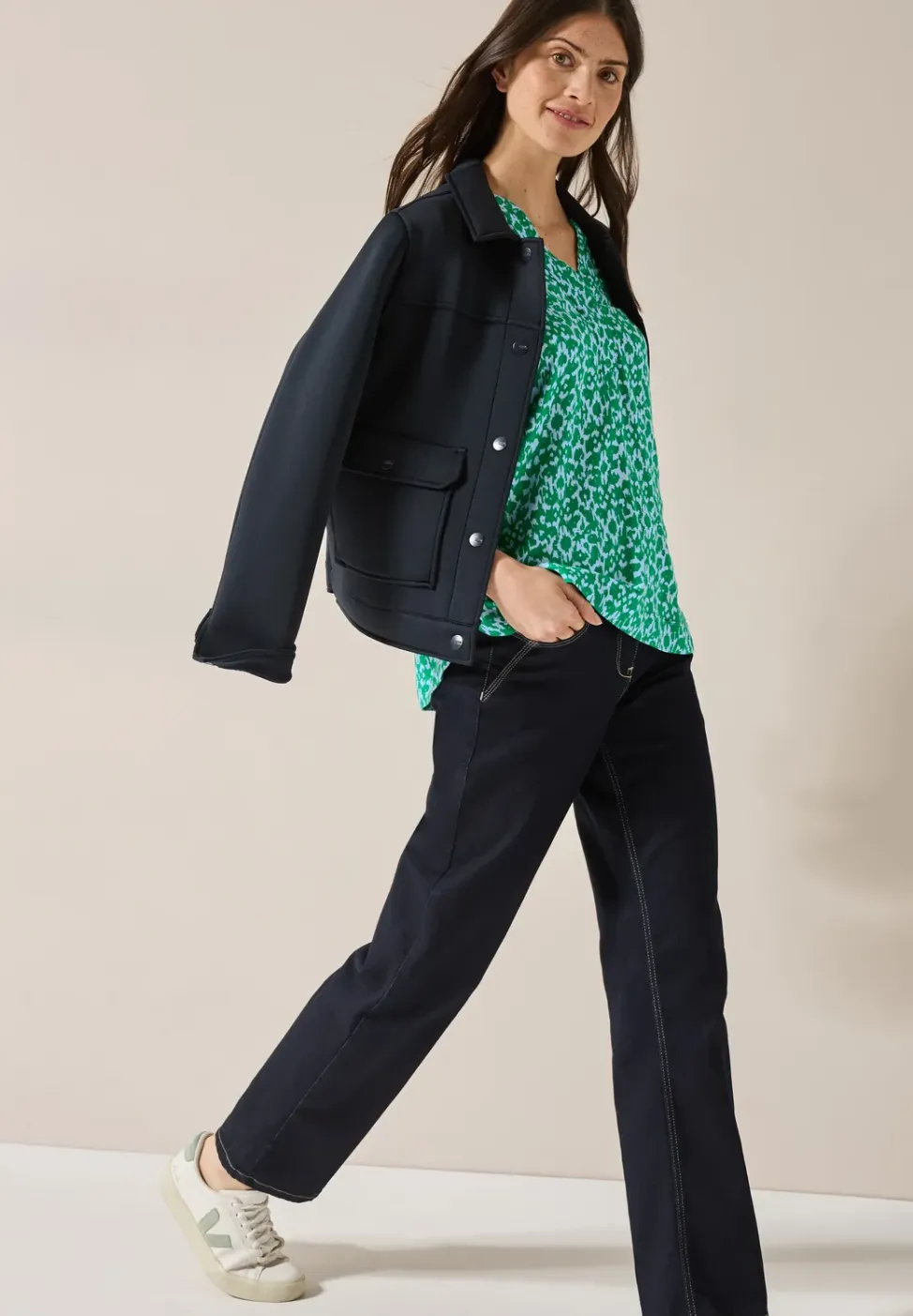 Blouse met print en glitter
