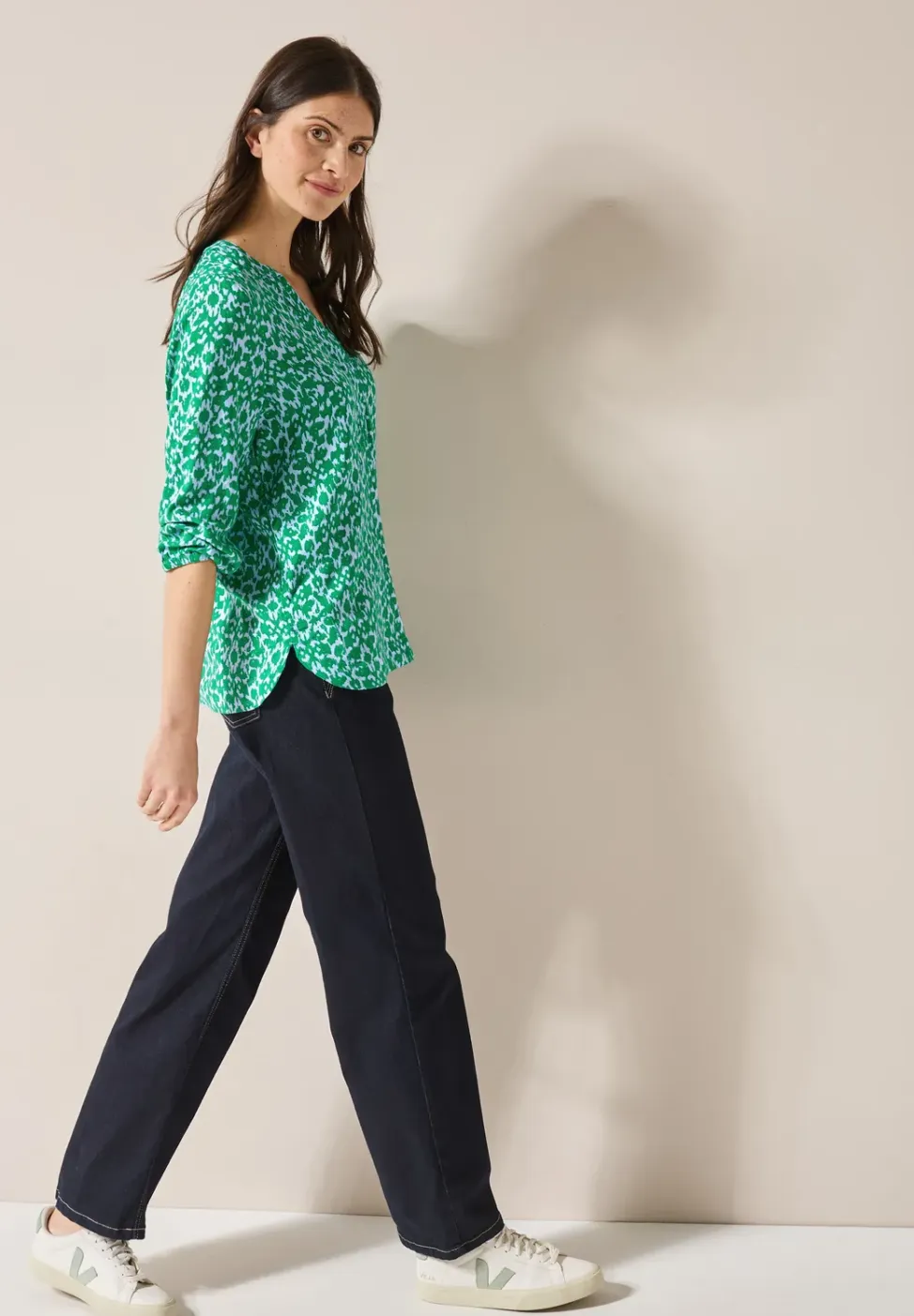 Blouse met print en glitter