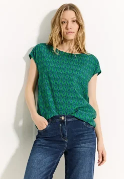 Blouse met print en knopen
