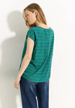 Blouse met print en knopen