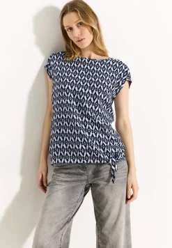 Blouse met print en knopen
