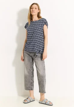 Blouse met print en knopen