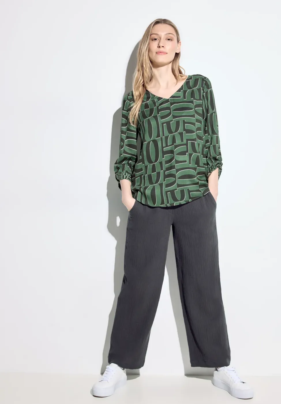 Blouse met print en mouwdetail