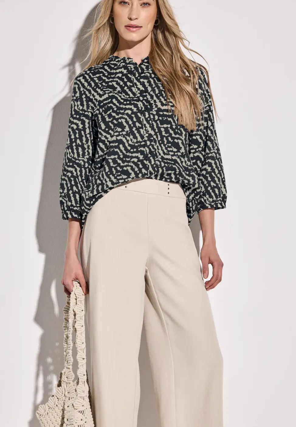 Blouse met print en ruches