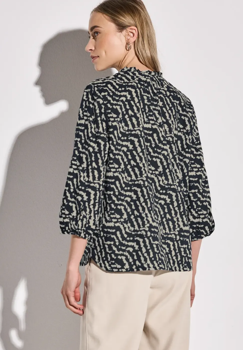 Blouse met print en ruches