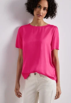 Blouse met ronde hals en korte pofmouwen