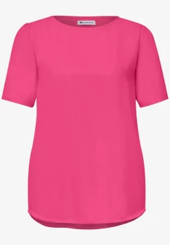 Blouse met ronde hals en korte pofmouwen