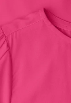 Blouse met ronde hals en korte pofmouwen