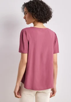 Blouse met ronde hals en korte pofmouwen