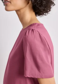 Blouse met ronde hals en korte pofmouwen