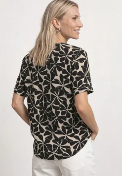 Blouse shirt met gespleten hals en print