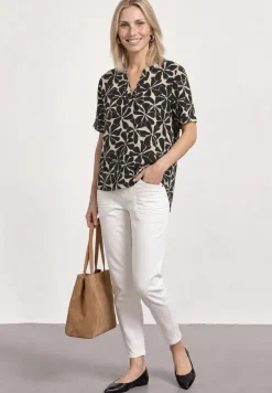 Blouse shirt met gespleten hals en print