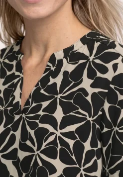 Blouse shirt met gespleten hals en print