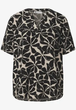 Blouse shirt met gespleten hals en print