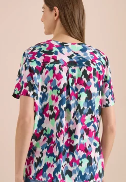 Blouse shirt met V-hals en knoop
