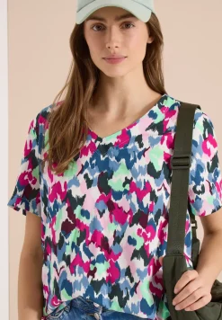 Blouse shirt met V-hals en knoop