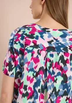 Blouse shirt met V-hals en knoop
