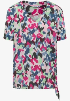 Blouse shirt met V-hals en knoop
