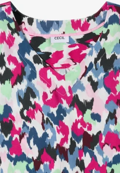Blouse shirt met V-hals en knoop