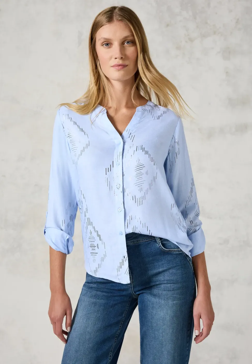 Blouse met folieprint