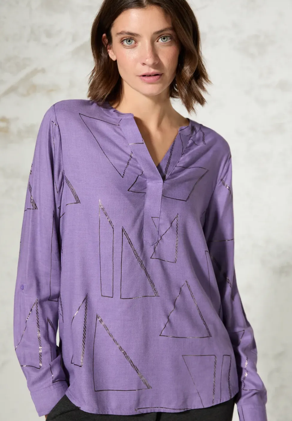 Blouse met folieprint