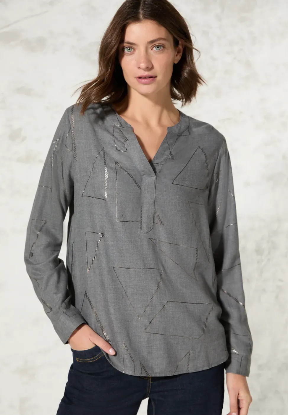 Blouse met folieprint