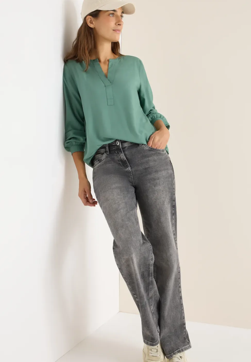 Blouse met gespleten hals