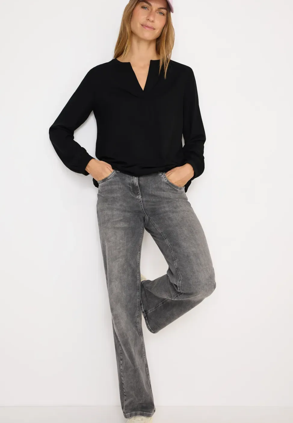 Blouse met gespleten hals