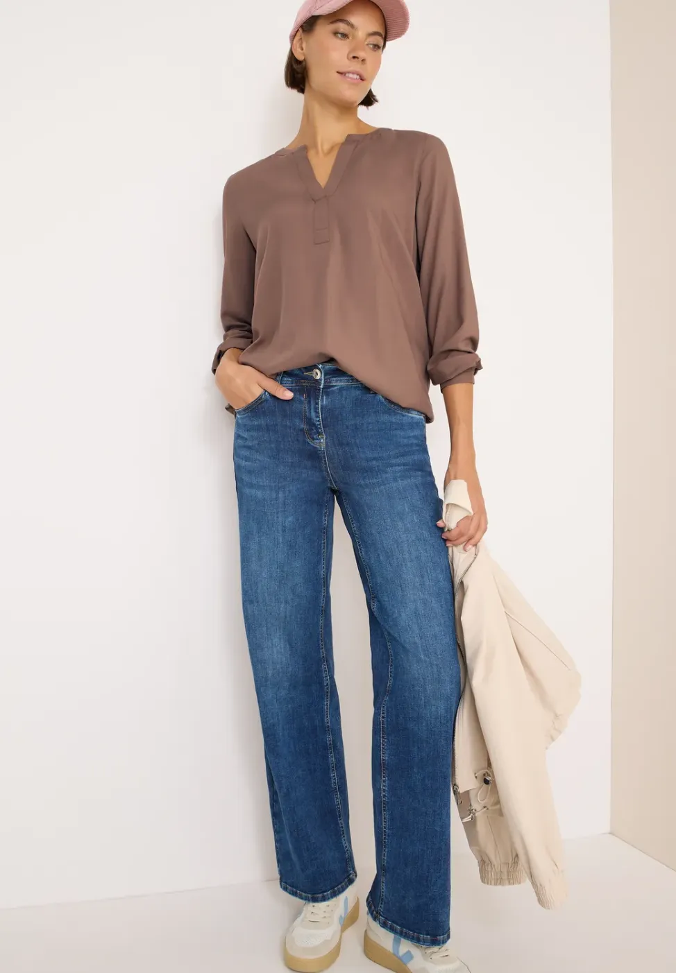 Blouse met gespleten hals