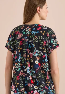Blouse met gespleten hals en bloemenpatroon