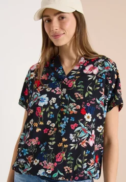 Blouse met gespleten hals en bloemenpatroon