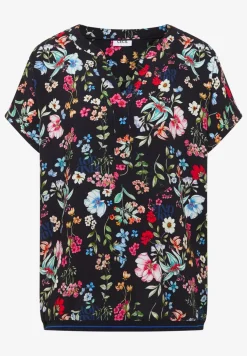 Blouse met gespleten hals en bloemenpatroon