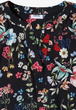 Blouse met gespleten hals en bloemenpatroon