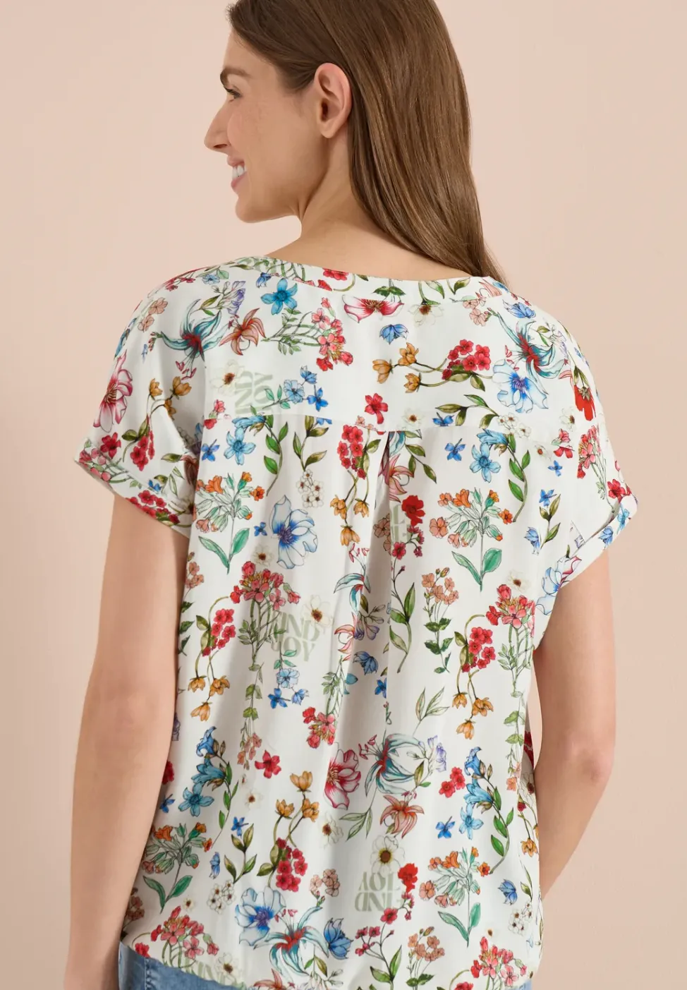 Blouse met gespleten hals en bloemenpatroon