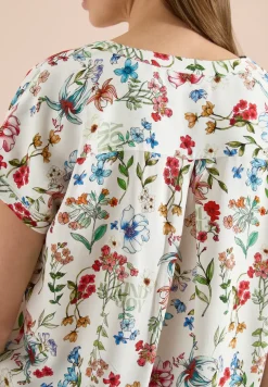 Blouse met gespleten hals en bloemenpatroon