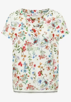 Blouse met gespleten hals en bloemenpatroon