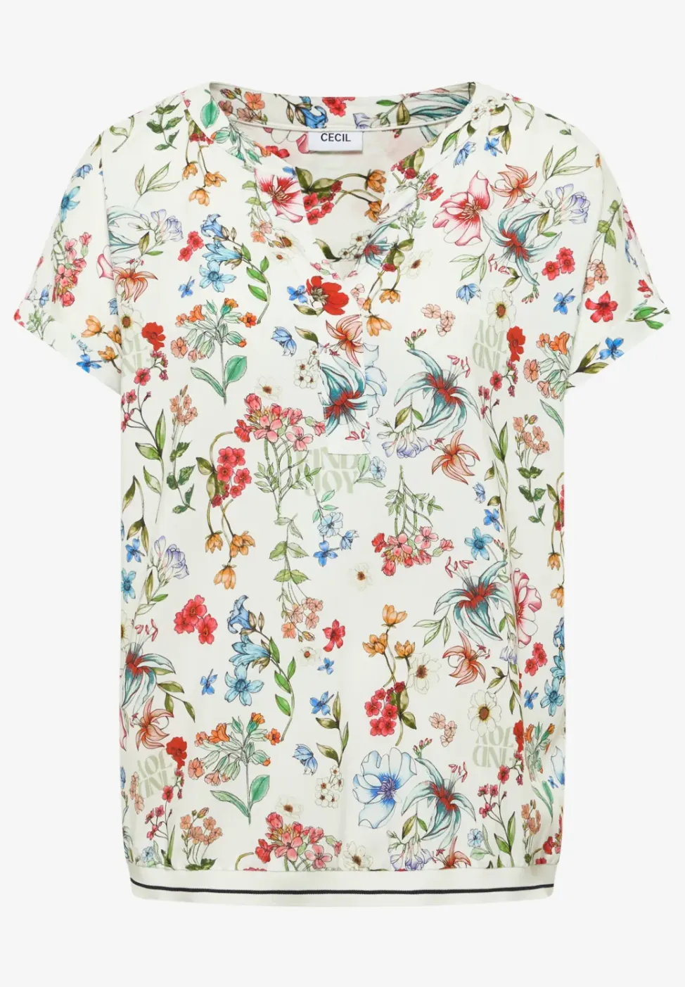 Blouse met gespleten hals en bloemenpatroon
