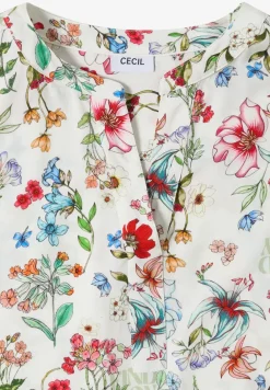 Blouse met gespleten hals en bloemenpatroon