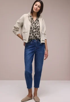Blouse met gespleten hals en dierenprint