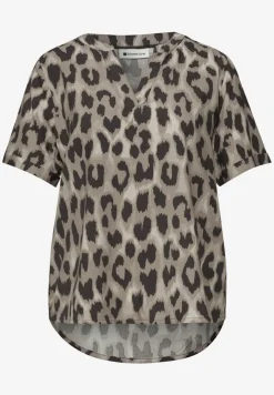 Blouse met gespleten hals en dierenprint