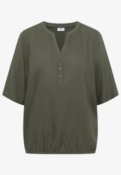 Blouse met gespleten hals en elastische zoom