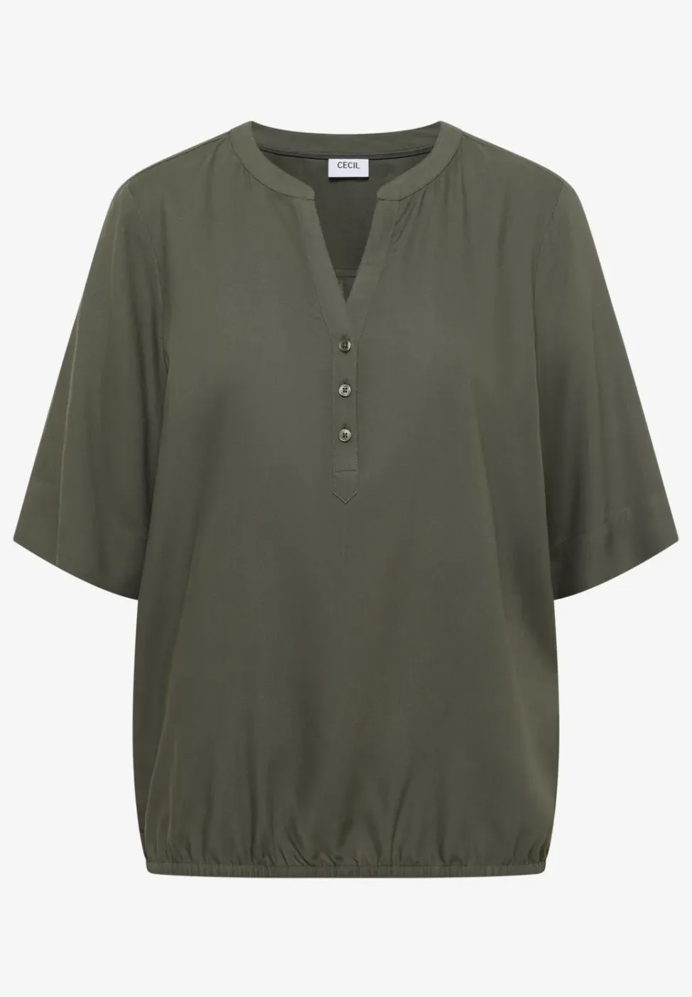 Blouse met gespleten hals en elastische zoom